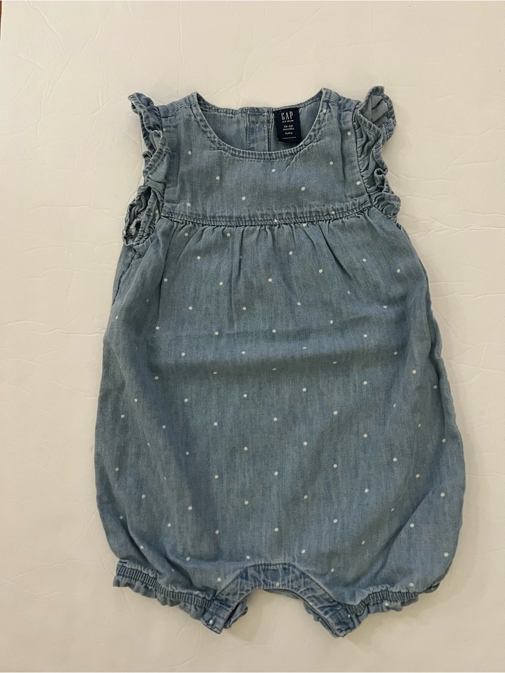 18-24m GAP Light Blue Chambray Polka Dot Romper